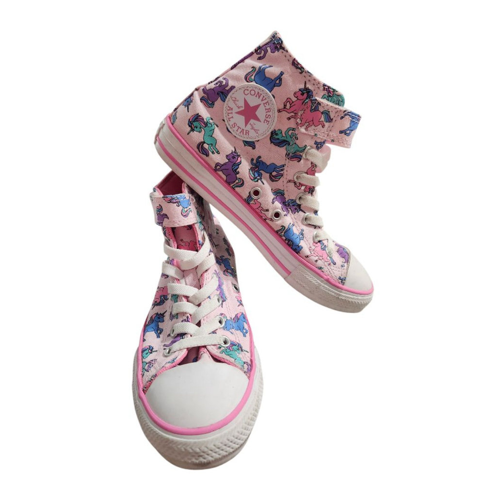 Converse Pink Unicorn Chuck Taylor High Top Sneakers Youth Size 3, Women's 4.5/5